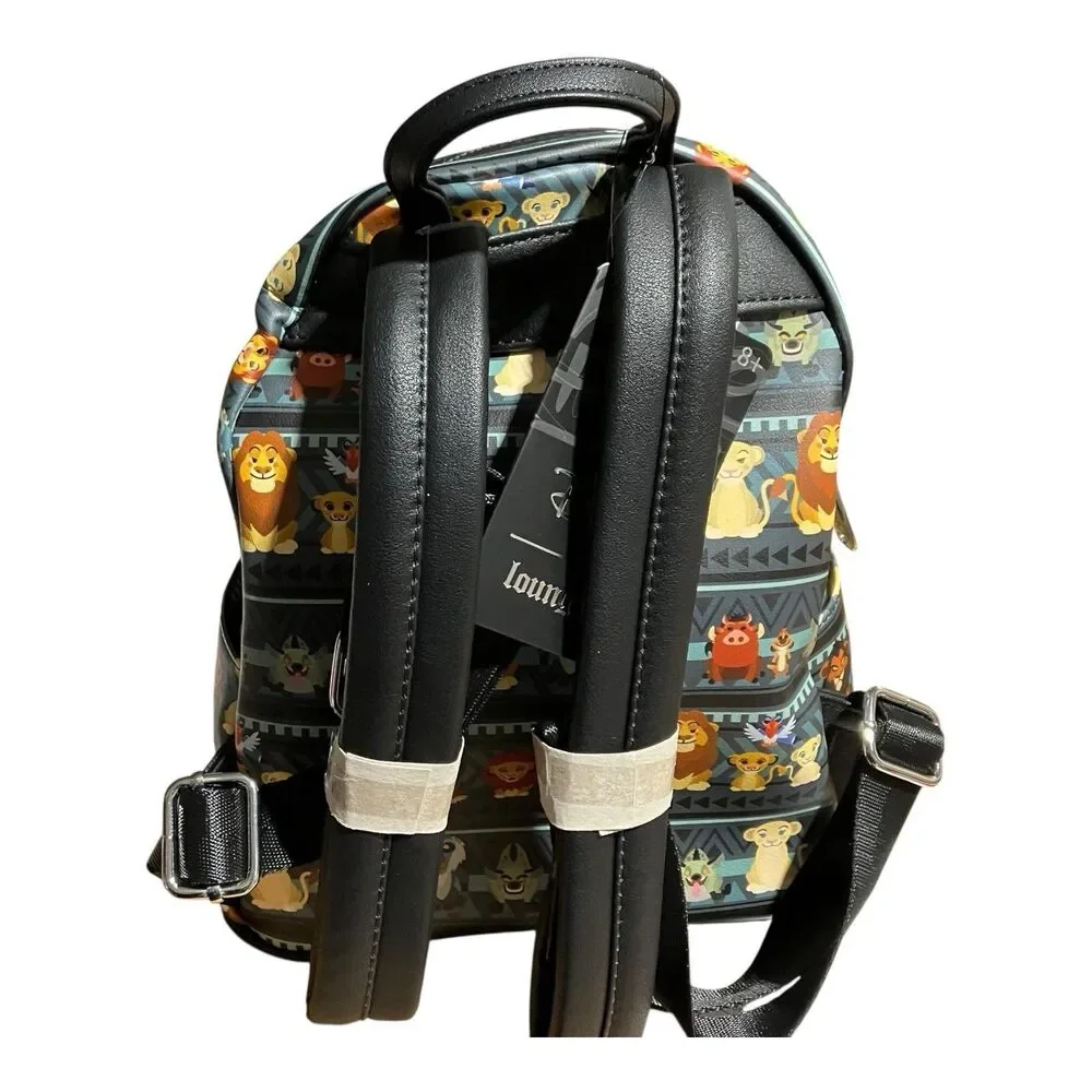 Disney Loungefly Backpack Black Lion King Chibi Mufasa‎ Simba Tribal Safari READ